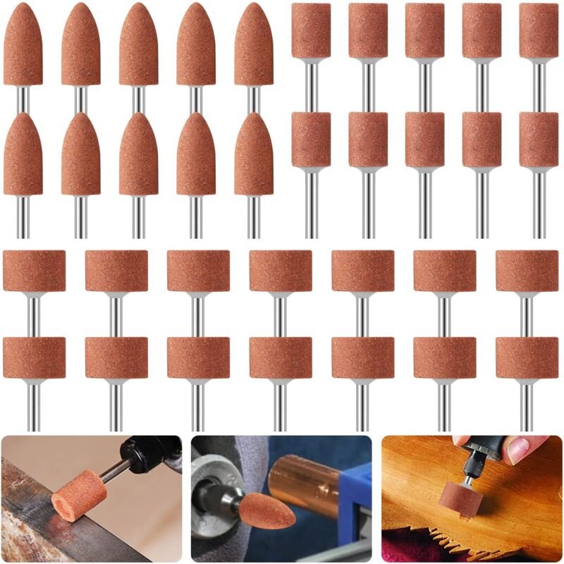 Thumbnail - 42-teiliges Aluminiumoxid-Schleifscheiben-Set, Schleifbits mit 1/8-Zoll-Schaft, kompatibel mit Dremel, zum Schleifen, Po...