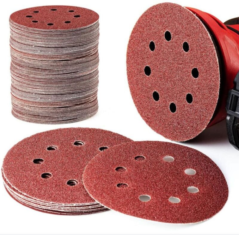 125 mm 60 80 100 120 240 Runde Schleifscheiben, 8-Loch Polierscheibe (100 Stück)