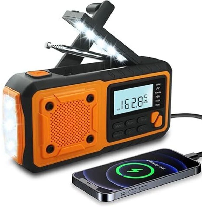 2025 Neues Notfallradio, 4000mAh Power Bank Solar Hand Kurbel Radio, AM/FM/WB/NOAA und Alarm Portable Wetter Radio, Mult...