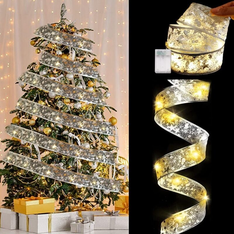 Thumbnail - Ineasicer - LED-Band-Weihnachtslicht, 5 m, 50 LEDs, helles Band, Lichterkette, batteriebetrieben, LED-Weihnachtsbaumband...