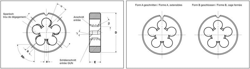 Völkel Schneideisen Typ VS, HSS, DIN 223, M10x1,5, Ø 30 mm