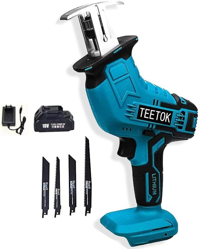 Teetok - Säbelsäge mit 1x 3,0 Ah Akku und Schnellladegerät , Wireless Li-Ion lxt Mini Säbelsäge + 4 Blätter,Kompatibel m...