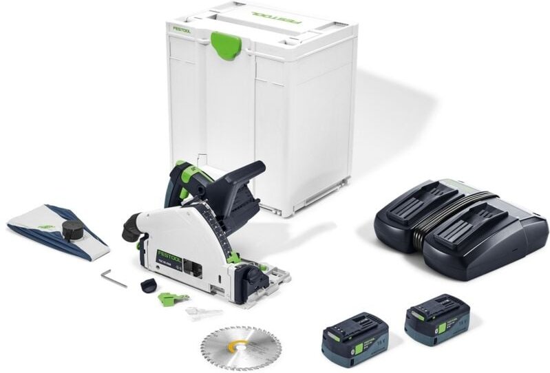 Akku-Tauchsäge tsc 55 5,0 KEBI-Plus/XL, incl. 2x Akku 5 Ah, Schnellladegerät, Zubehör, Systainer - Festool