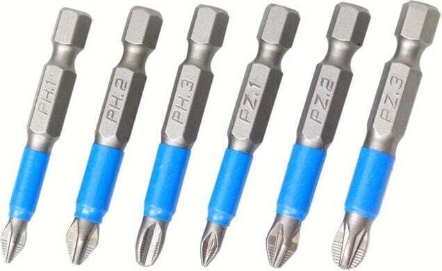 6-teiliges rutschfestes magnetisches Schraubendreher-Bit-Set, Kreuzschlitz-Schraubendreher-Bits, Handwerkzeuge (PH1, PH2...