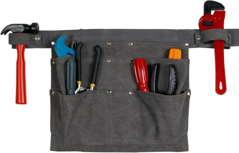 Linghhang - 28x22 cm (grau) Multi-Tasche Werkzeugschürze Nietenschürze Elektriker Tischler Gartenarbeit Werkzeugtasche