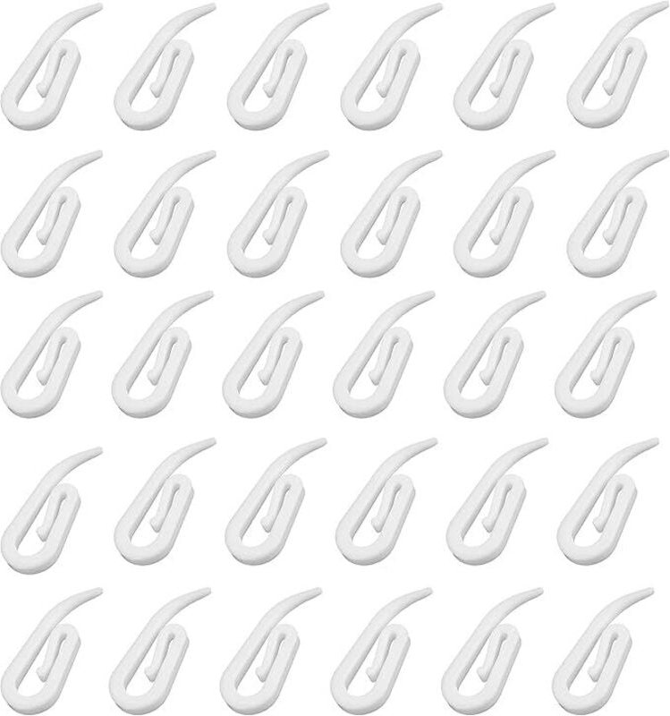 Shining House - Vorhangstangenhaken 100ER-PACKVorhanghaken aus Kunststoff – für Dusche/Fenster/Tür, weißGRÖSSE 28X12 mm ...