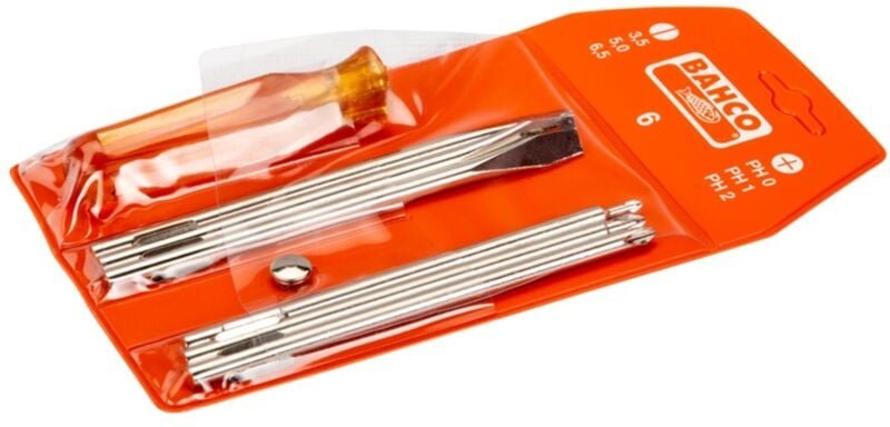 Bahco Satz Schraubendreher für Phillips-/Schlitzschrauben mit umsteckbarer Klinge - 6-tlg.