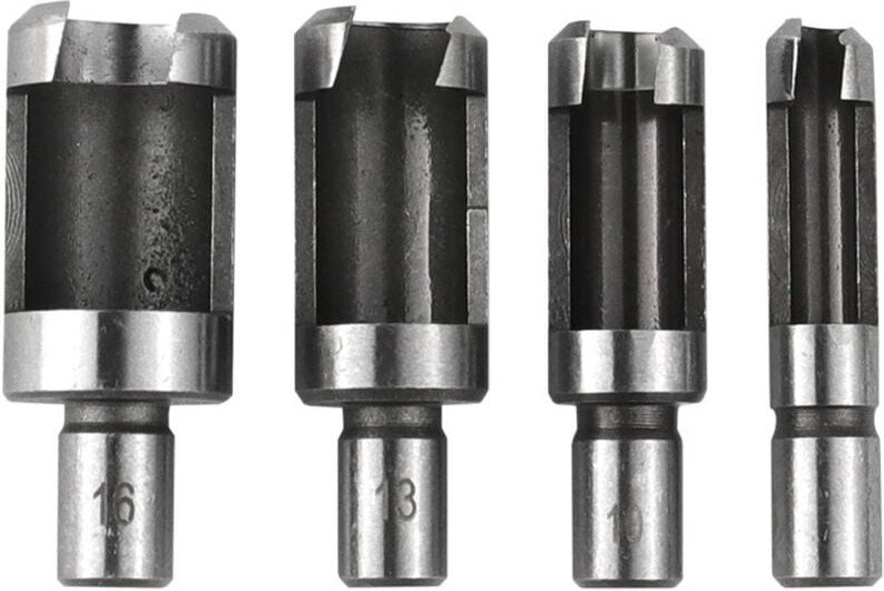 4-teiliges 6/10/13/16 mm Holzdübelfräser-Set, Rundschaft-Zapfenbohrer aus Kohlenstoffstahl, Holzdübelbohrer, Standard-Dü...