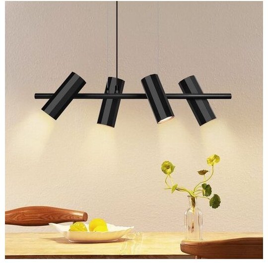 Gbly - Hängeleuchte Esstisch Schwarz 4 Flammig - Hängelampe GU10 Wohnzimmer Modern Pendelleuchte Industrial Esszimmerlam...