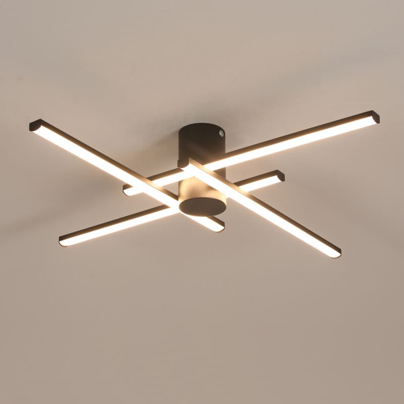 COMELY Lineare LED-Deckenleuchte aus Aluminium, 62 cm, 24 W, Schwarz, Warmweiß (3000 K), 4-fach geriffelte Struktur, für...