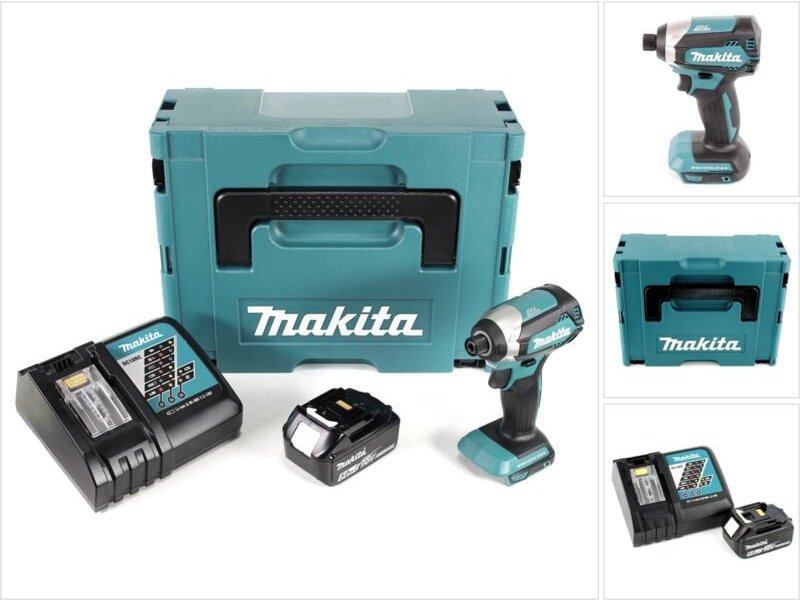 Dtd 153 RT1J 18 v Akku Brushless Schlagschrauber im Makpac + 1x bl 1850 b 5,0 Ah Li-Ion Akku + 1x dc 18 rc Ladegerät - M...