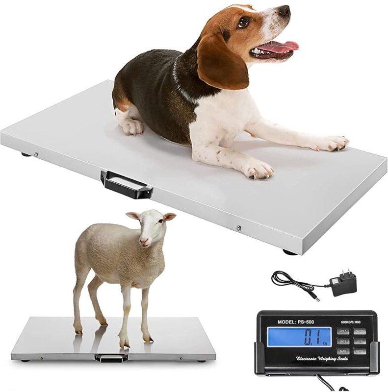 Bodenwaage Tierwaage Hundewaage Paketwaage Katzenwaage Veterinärwaage Plattformwaage, Große Edelstahlplattform 103 x 53c...