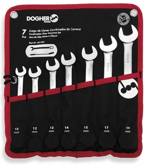 Dogher - Nylontasche mit 7 Ringschlüsseln Umschaltknarre 457-001