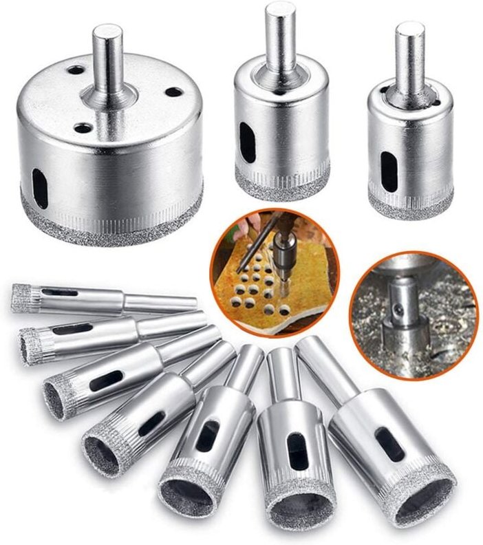 Memkey - Diamantbohrer, Lochsägen-Bohrer-Zubehör-Set zum Schneiden von Glas/Fliesen/Keramik/Marmor/Porzellan, Kernbohrer...