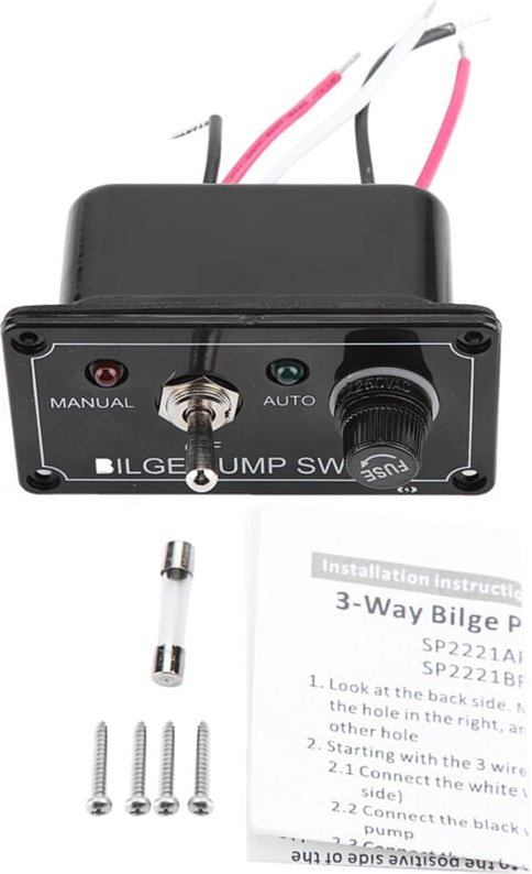 Thumbnail - 12V dc LED-Anzeige Bilgenpumpe Schalttafel Manuell / Aus / Auto für Boot Marine - Ej.life