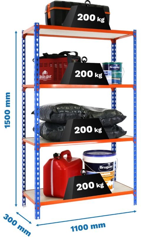 Simonrack Moderne Regal Blau 4 Regalböden 200 kg