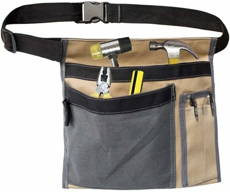 Werkzeuggürteltasche, multifunktionale Schürze aus 12-Unzen-Canvas mit verstellbarem Gürtelclip zur Aufbewahrung von