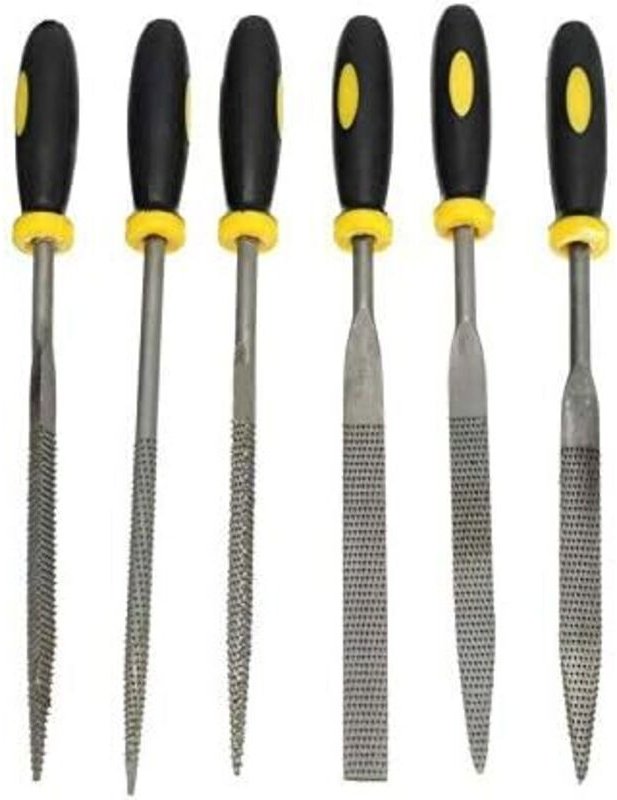 Set mit 6 Mini-Holzfeilen mit weichen Griffen für Holz und Weichmetalle. Schmuckfeilen, 3 mm x 140 mm, kleine flache, qu...