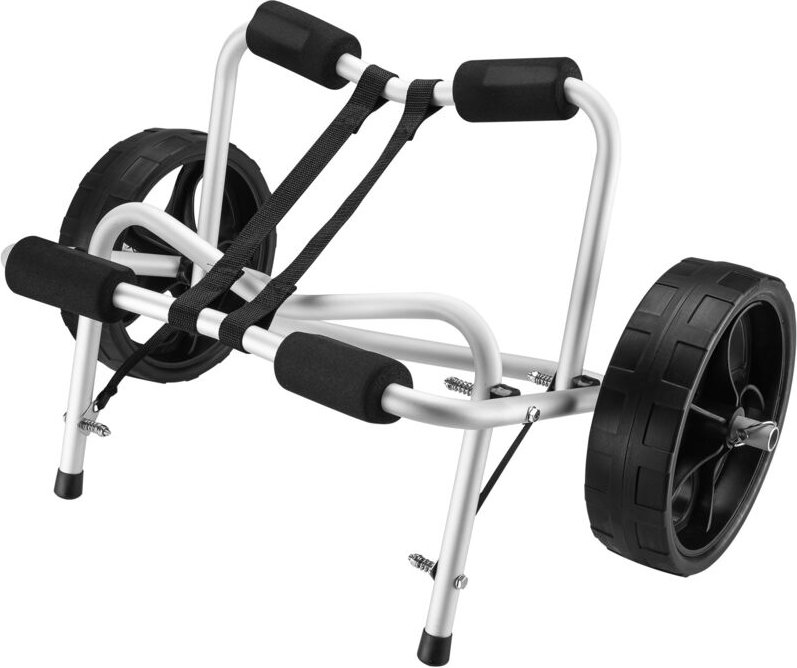 Wiltec - klappbarer Alu Kanuwagen bis 68 kg, Transportwagen für Boote, Kanus, Kajaks, Surfwagen mit Polstern, Ø25 cm PU-...
