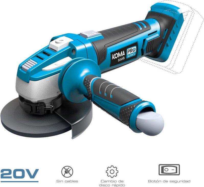 20v Schleifmaschine (ohne Akku und Ladegerät) ø115mm 28,9x23,9cm Koma Tools pro series Akku