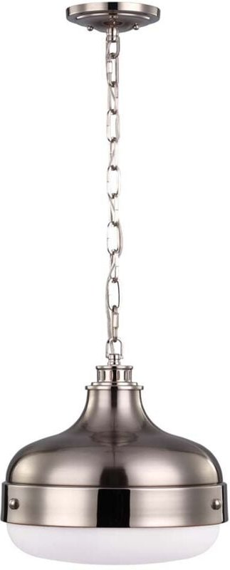 Elstead - Pendellampe Deckenlampe Hängeleuchte Stahl Glas d 33cm Nickel gebürsteter Stahl