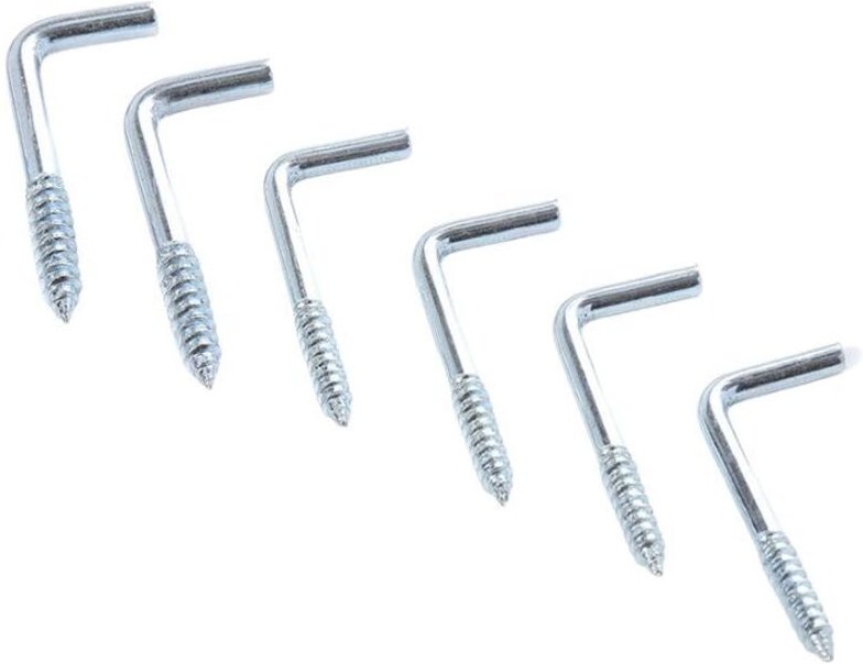 Packung mit 20 rechtwinkligen Schraubhaken (40 mm), Einschraubhaken, L-förmigen Vierkant-Schraubhaken