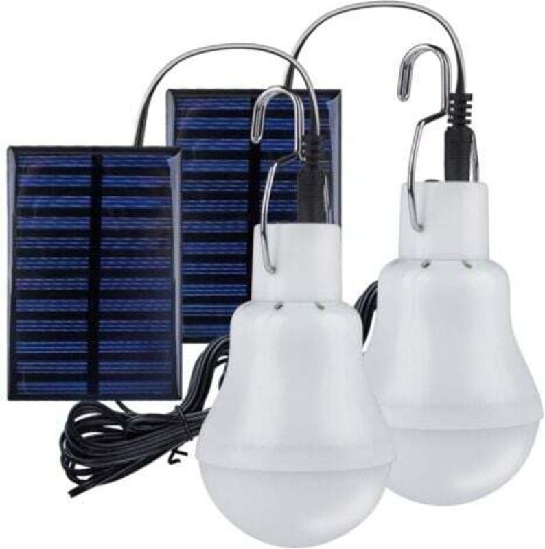 2 tragbare Solar-Campingleuchten, LED-Solarbirne, Solar-Notfalllampe, Gartenlaterne, Solarbeleuchtung mit Haken, Glühbir...
