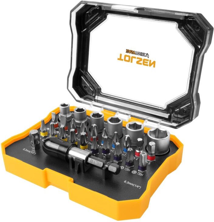 SET 28-TEILIGE GEMISCHTE Bits und Steckschlusseleinsatze mit 1/4-Zoll-TOLSEN-Antrieb