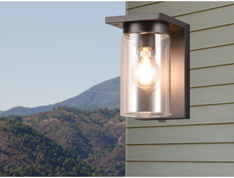 Trio Leuchten - Außen Wandlaterne ardila mit Glas Lampenschirm Höhe 19cm, Schwarz