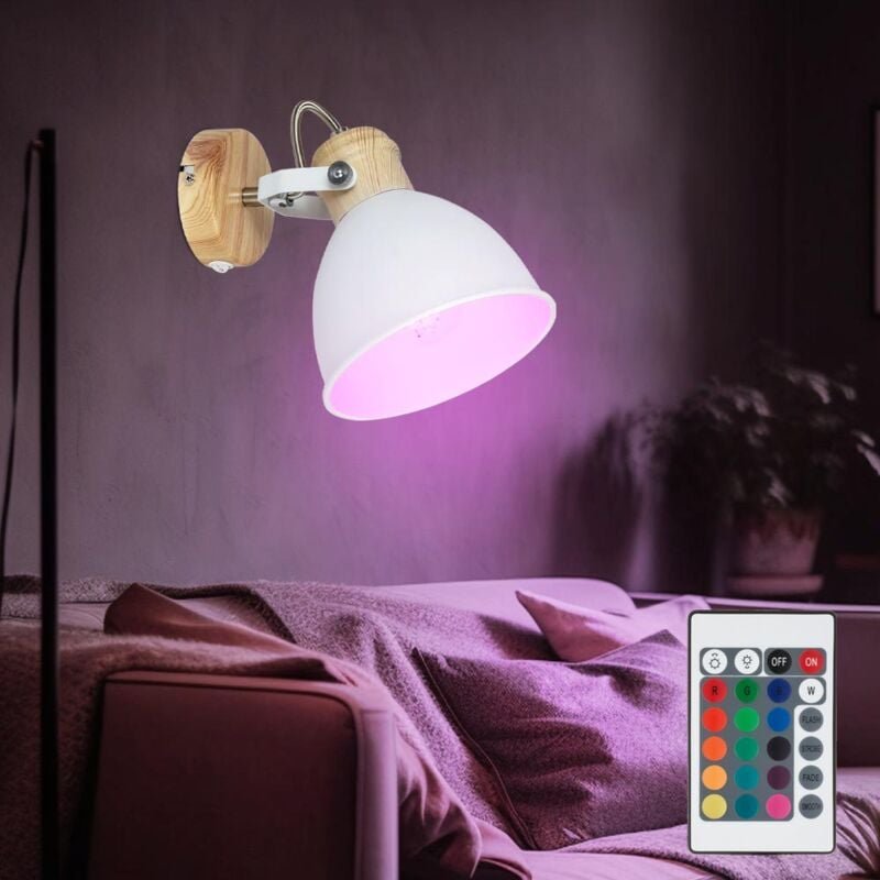 Led Wandlampe dimmbar mit Fernbedienung Leseleuchte Wohnzimmerlampe Wandleuchte Schlafzimmerlampe schwenkbar, rgb Farbwe...
