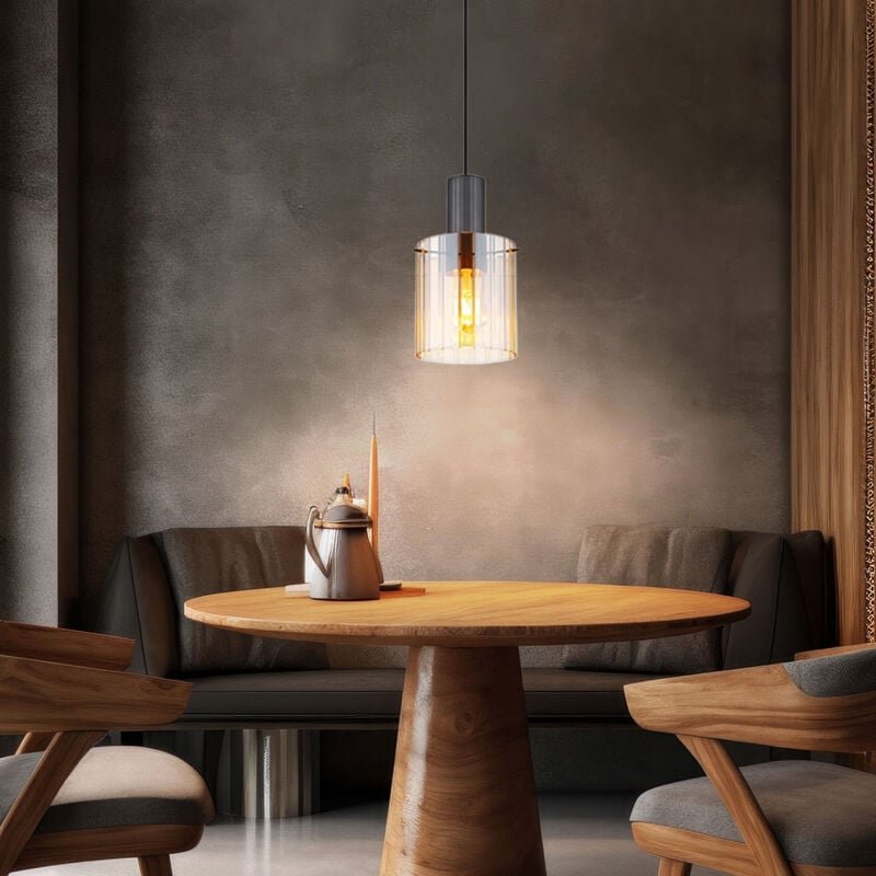 Pendelleuchte Hängelampe Wohnzimmerlampe Glas amber 1 flammig H 120 cm