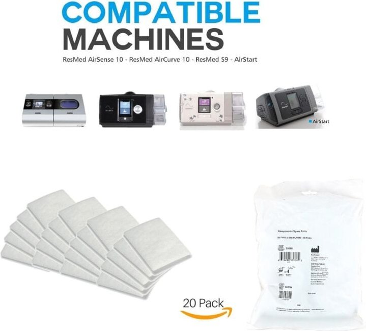 CPAP-Filter, Premium Einweg-Ersatzfilter für CPAP-Geräte der ResMed-Geräte AirSense 10, AirCurve 10, S9, AirStart, 20 St...