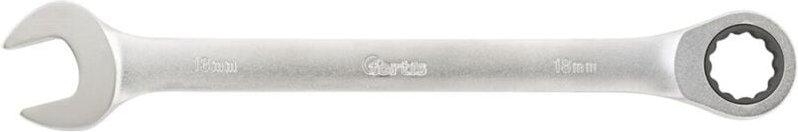 Fortis Maulschlüssel mit Ringratsche, gerade, 18 mm