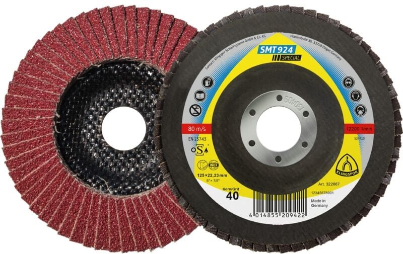 Smt 924 Schleifmop- teller 125x22,23 mm Korn 80 gew - Klingspor