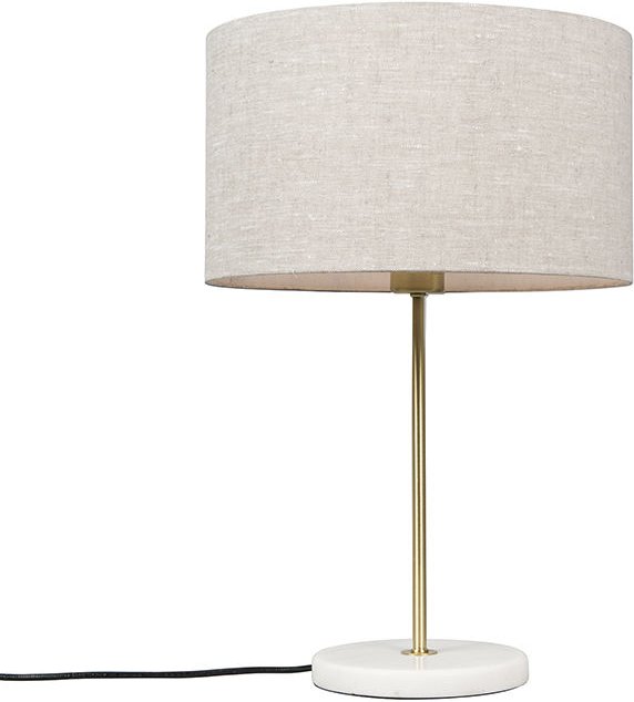 Messing Tischlampe mit grauem Schirm 35 cm - Kaso