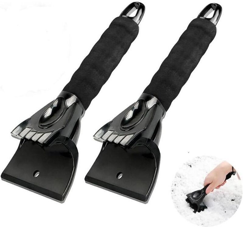 2 raschietti per pneumatici auto, in plastica, con impugnatura antiscivolo, per finestre, vetri e parabrezza (nero) - KZ...
