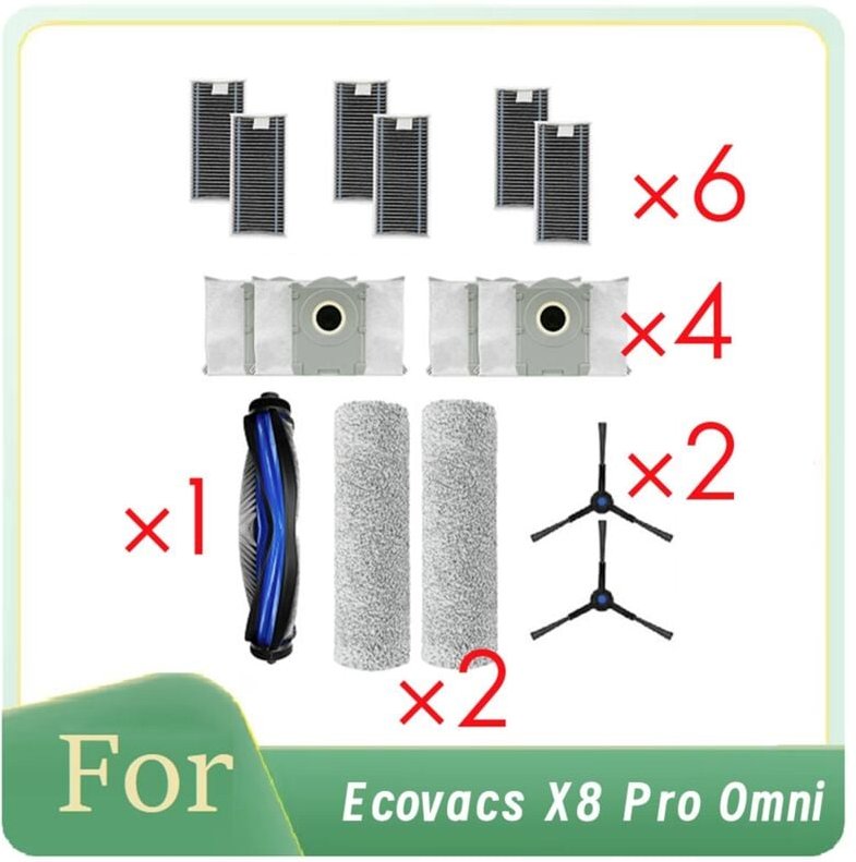 15 Stück für X8 Pro Omni Roboter-Staubsauger, Rollen-Seitenbürste