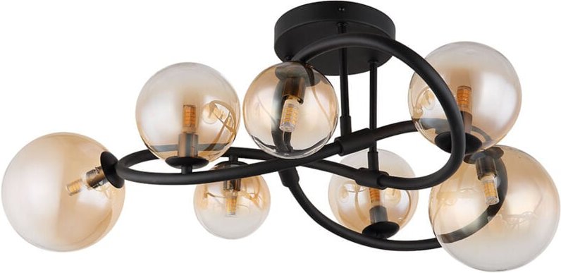 Globo - Deckenlampe Deckenleuchte Wohnzimmerlampe 7 flammig Glaskugeln amber h 30 cm