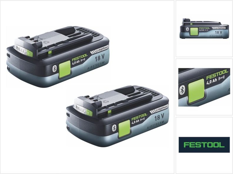 HighPower Akku Set 18V mit 2x Akku 4,0Ah hpc-asi ( 205034 ) Bluetooth mit Airstream Technologie - Festool