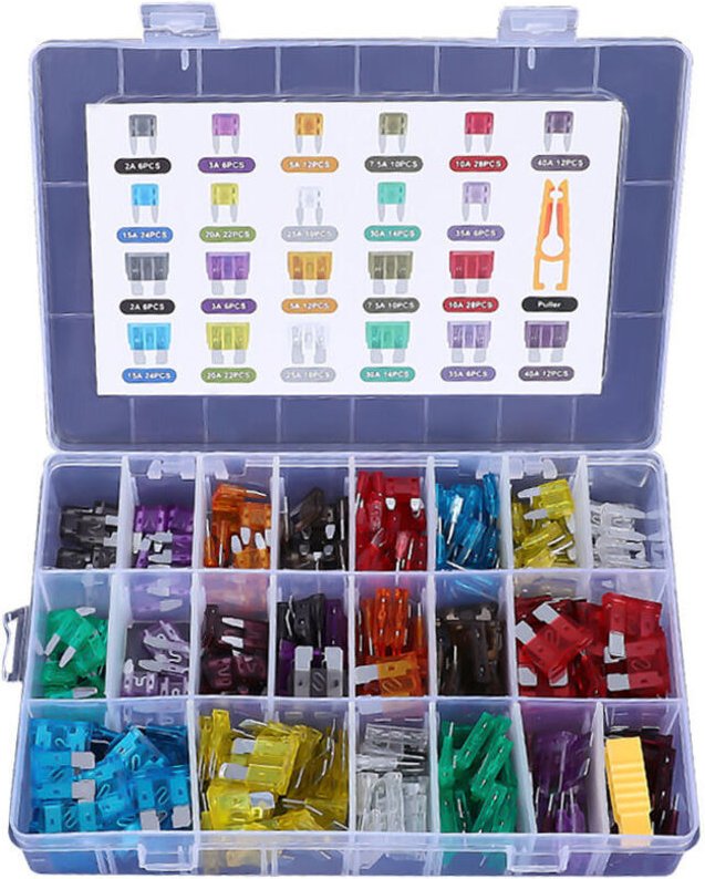 300-teiliges Auto-Sicherungsset, 2 a, 3 a, 5 a, 7,5 a, 10 a, 15 a, 20 a, 25 a, 30 a, 35 a, 40 a, Standard-Mini-Mikro-Kle...