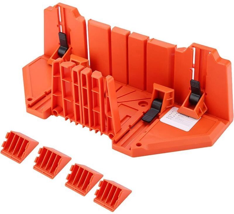 Vtizikl Boîte à Onglets de Serrage 35,6 cm - Pour Scie à Main et Coupe du Bois - Pince Intégrée - Plastique Résistant