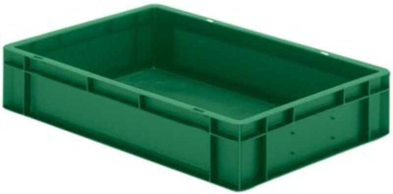 Transport-Stapelkasten B600xT400xH120 mm grün, geschlossen ohne Griffloch la-ka-