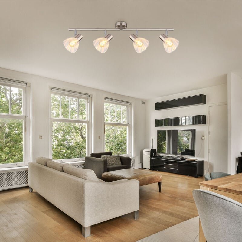 Globo Lighting - Deckenleuchte Deckenlampe Wohnzimmerleuchte silber 4 flammig schwenkbar l 70 cm