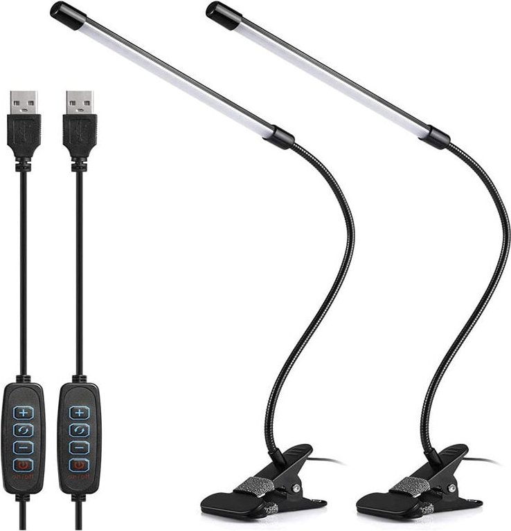 LED-Klemm-Schreibtischlampe, 10 W USB-Ansteck-Leselicht, 360° flexibler Schwanenhals, Augenschutz-Arbeits- und Lernlampe...