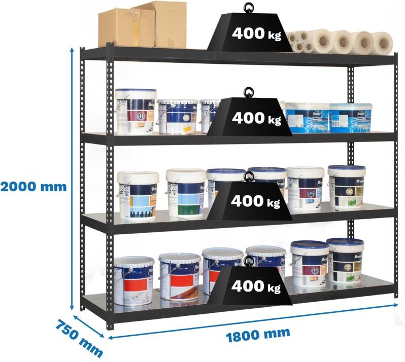 Simonrack Ecoforte Regalsystem ohne Schrauben anthrazit 2000x1800 mm