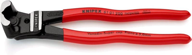 KNIPEX 61 01 200 Bolzen-Vornschneider hochübersetzt mit Kunststoff überzogen schwarz atramentiert 200 mm