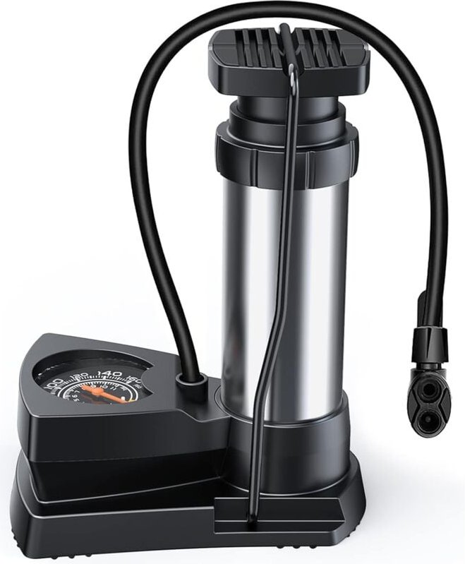 Mini Fahrradpumpe für av/dv/sv Ventile mtb E-Bike Rennrad, Standpumpe mit extra empfindlichem Manometer, Luftpumpe mit A...