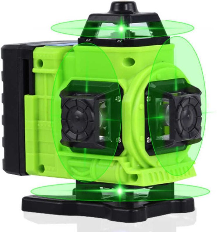 Tonchean - Grüne Laser-Wasserwaage mit 16 Linien, 3° selbstnivellierend, wiederaufladbarer Akku, omnidirektionales Nivel...