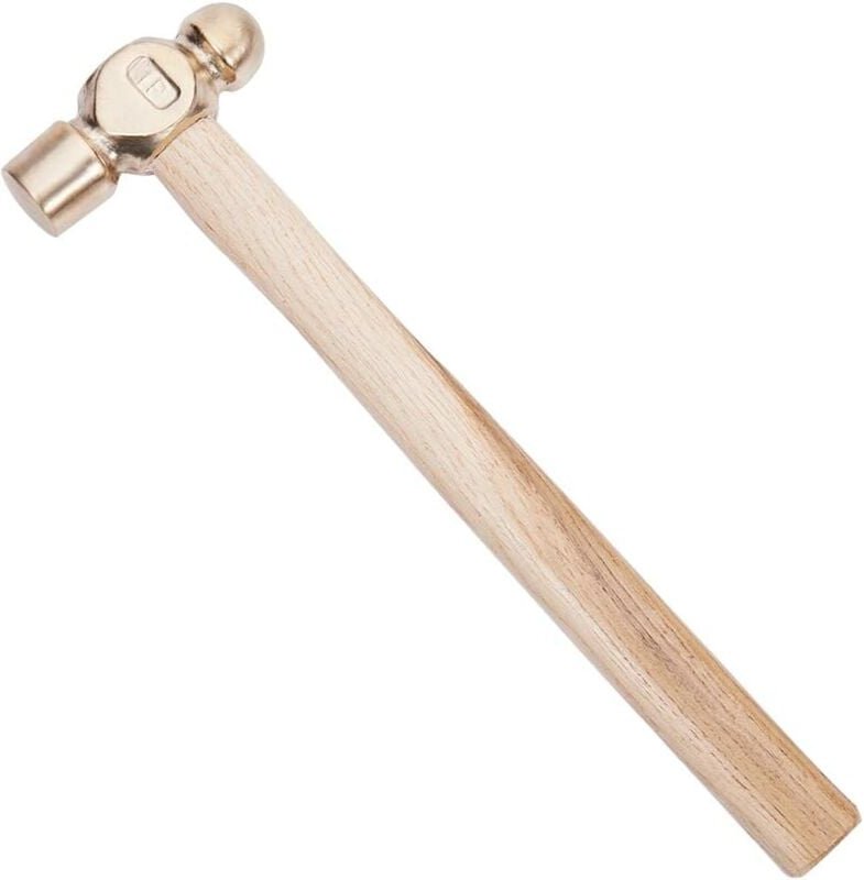 13 Zoll langer Anti-Funken-Stempelhammer aus Messing mit doppelseitigen Hammerköpfen und Holzgriff für Heimwerkerarbeite...