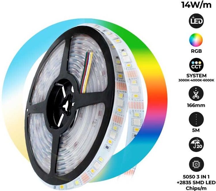 LED-Streifen rgb+cct - 70W - 24V - IP20 - 5Meter